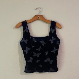 Finesse Navy Velvet Butterfly Tank